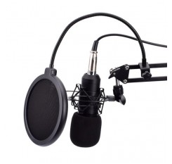 Live Audio BM-800 All Black Series Set Equipment Condenser Microphone 35 Type Metal Stand Metal Shock-Proof Frame 2.5m Audio Cable Usb Sound Card Sponge Ball Anti-Sprinkler