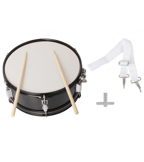 14 x 5.5 inches Professional Marching Snare Drum & Drum Stick & Strap & Wrench Kit Black
