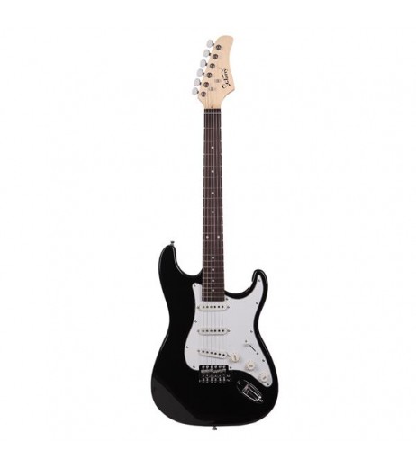Glarry GST Rosewood Fingerboard Electric GuitarBagShoulder Strap Pick Whammy Bar Cord Wrench Tool Black & White