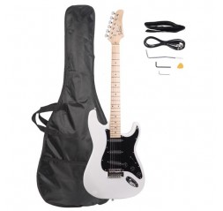 Glarry GST Stylish Electric Guitar Kit with Black Pickguard White